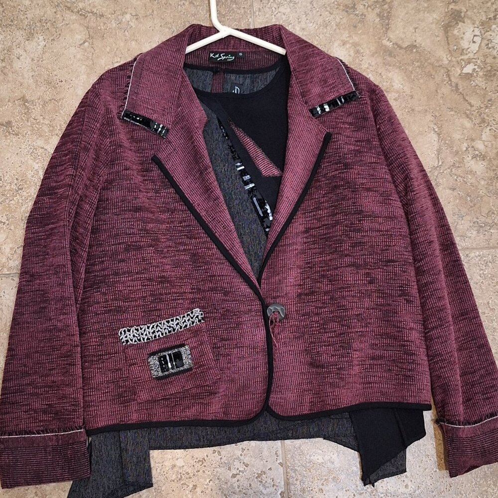 Mauve and Black Jacket and Top Set